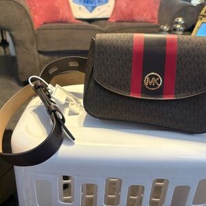 Michael Kors Brown and Red Belt Bag